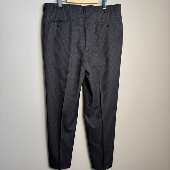 Haggar Men's Pin Striped Business Dress Trouser Pant Black Size May Be Altered - Picture 6 of 12